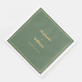 Sage Green Gold Script Elegante Minimale Hochzeit Serviette (Ecke)