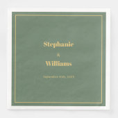 Sage Green Gold Script Elegante Minimale Hochzeit Serviette (Vorderseite)