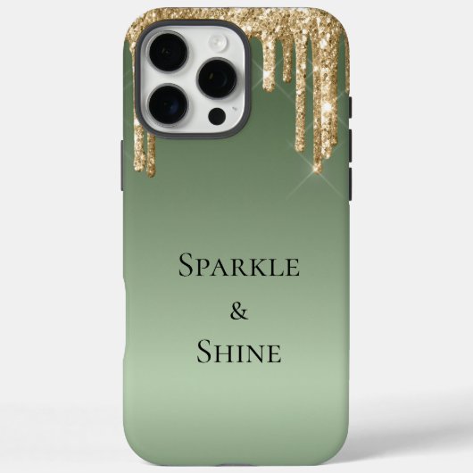 Sage Green Gold Sparkle Glitzer Tropfen Case-Mate iPhone Hülle (Rückseite)
