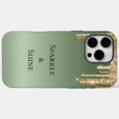 Sage Green Gold Sparkle Glitzer Tropfen Case-Mate iPhone Hülle (Rückseite (Horizontal))