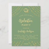 Sage Green Gold Stars Graduierungsparty im moderne Einladung (Vorderseite)