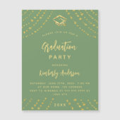 Sage Green Gold Stars Graduierungsparty Luxus Magneteinladung (Vorderseite)
