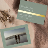 Sage Green GOLD Stripe Foto Save the Date Folieneinladung