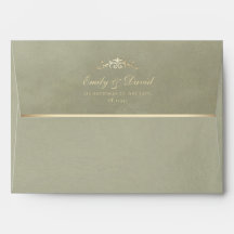 Sage Green & Gold Velvet Texture Wedding Umschlag