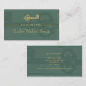 Sage Green Gold Vintag Key Real Anwesen Visitenkarte (Vorne/Hinten)