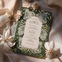 Sage Green Gold Vintag Pimpernel William Morris Folieneinladung