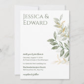 Sage Green Gold Watercolor Botanischer Hochzeitsti Einladung (Vorderseite)