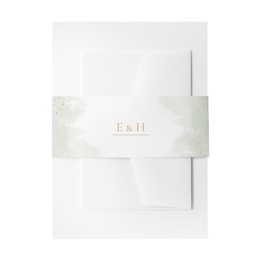 Sage green gold watercolour elegant wedding  einladungsbanderole (Vorderseite Beispiel)