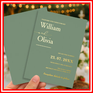 Sage Green Gold Wedding Folieneinladung