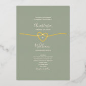 Sage Green Gold Wedding Folieneinladung (Vorderseite)
