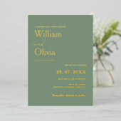 Sage Green Gold Wedding Folieneinladung (Stehend vorne)