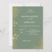 Sage Green & Gold Wedding Invitation Einladung (Vorderseite)