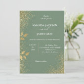 Sage Green & Gold Wedding Invitation Einladung (Stehend Vorderseite)