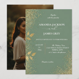 Sage Green & Gold Wedding Invitation Einladung