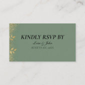 Sage Green Gold Wedding QR Code RSVP Begleitkarte (Rückseite)