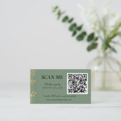 Sage Green Gold Wedding QR Code RSVP Begleitkarte (Stehend Vorderseite)
