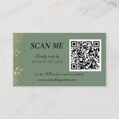 Sage Green Gold Wedding QR Code RSVP Begleitkarte (Vorderseite)