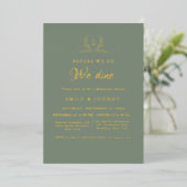 Sage Green & gold Wedding Rehearsal dinner Folieneinladung (Stehend vorne)