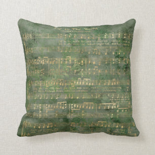Sage Green Gold Weihnachtsmusik Freude an der Welt Kissen