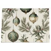 Sage Green Gold Weihnachtsschmuck Muster Große Geschenktüte (Vorderseite)