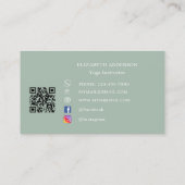 Sage green gold Yoga pose Instructor Visitenkarte (Rückseite)