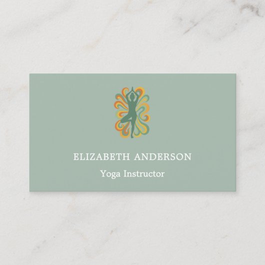 Sage green gold Yoga pose Instructor Visitenkarte (Vorderseite)