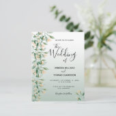 Sage green golden botanische Hochzeit Einladung Postkarte (Stehend Vorderseite)