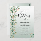 Sage green golden botanische Hochzeit Einladung Postkarte (Vorne/Hinten)