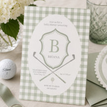 Sage green Golf Baby Dusche Einladung