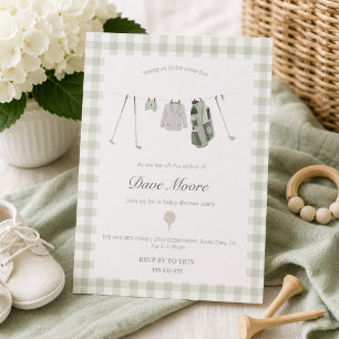 Sage green Golf Baby Dusche Party Einladung