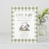 Sage Green Golf Boy Baby Shower Invitation Einladung (Stehend Vorderseite)