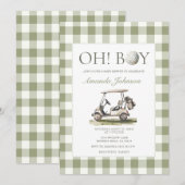 Sage Green Golf Boy Baby Shower Invitation Einladung (Vorne/Hinten)