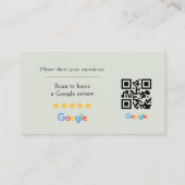 Sage Green Google Bewertungs-QR-Code Spa Salon Visitenkarte (Rückseite)