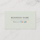 Sage Green Google Bewertungs-QR-Code Spa Salon Visitenkarte (Vorderseite)