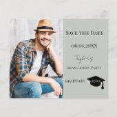 Sage Green Graduation Party Save the Date card (Vorderseite)