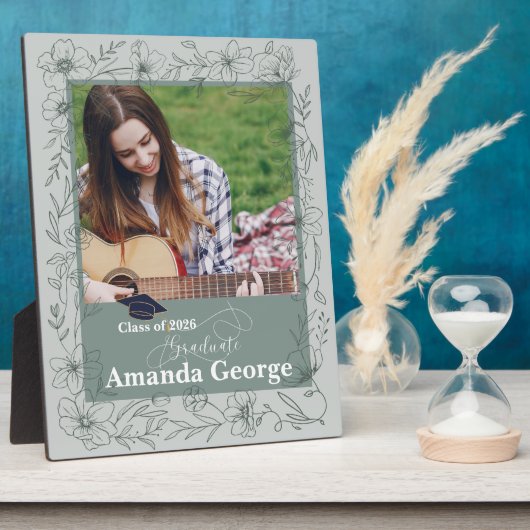 Sage Green Graduation Photo Keepsake Class of 2026 Fotoplatte (Seite)