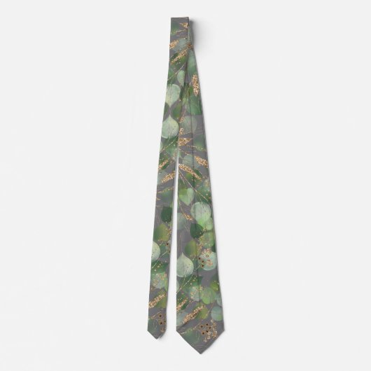 SAGE GREEN GRAY BOTANICAL MENS KRAWATTE (Rückseite)