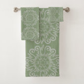 SAGE GREEN GRAY HAMPTONS STYLE BADEZIMMER TOWEL SE BADHANDTUCH SET (Insitu)