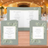 Sage Green Green Foliage Hochzeit Programm
