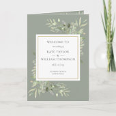 Sage Green Green Foliage Hochzeit Programm (Vorderseite)