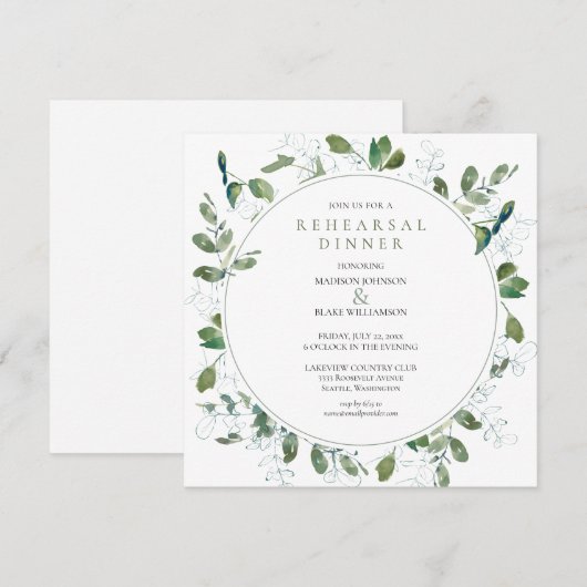 Sage Green Green Probe Dinner Einladung (Vorne/Hinten)