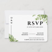 Sage Green Greenerity Blätter QR Code Wedding RSVP (Vorderseite)