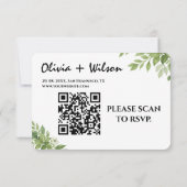 Sage Green Greenerity Blätter QR Code Wedding RSVP Karte (Rückseite)