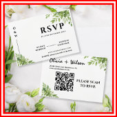 Sage Green Greenerity Blätter QR Code Wedding RSVP Karte