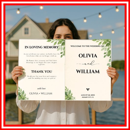 Sage Green Greenerity Order of Event Wedding Progr Programm