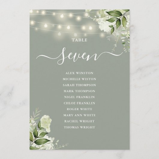 Sage Green Greenerity Sitzplan Tischnummer (Vorderseite)