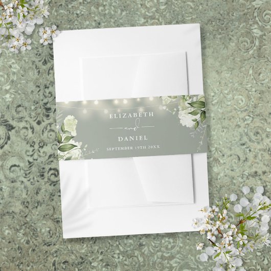 Sage Green Greenerity String Lights Wedding Einladungsbanderole