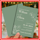 Sage Green Greenery Boho Floral Wedding Einladung