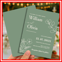 Sage Green Greenery Boho Floral Wedding Einladung