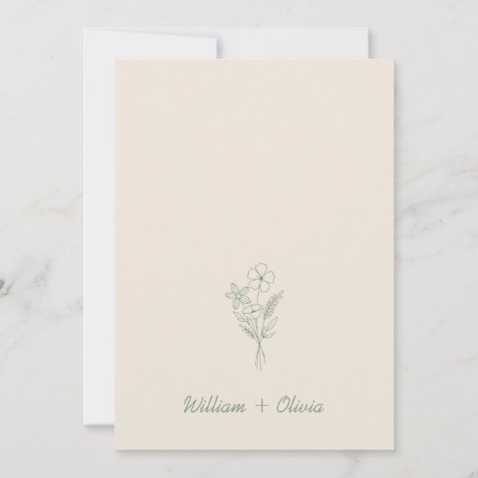 Sage Green Greenery Boho Wedding Einladung (Rückseite)